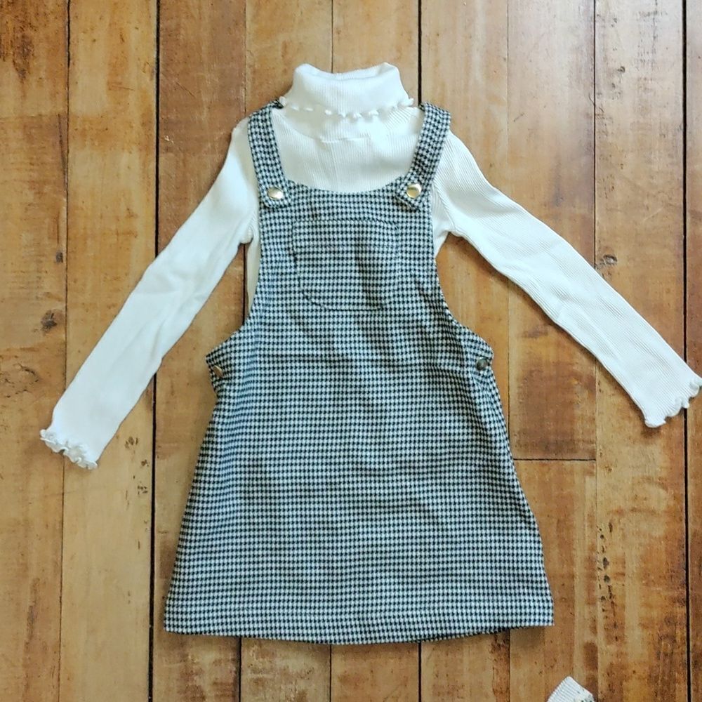 Max Studio dress 3T jumper outfit houndstooth black white neutral